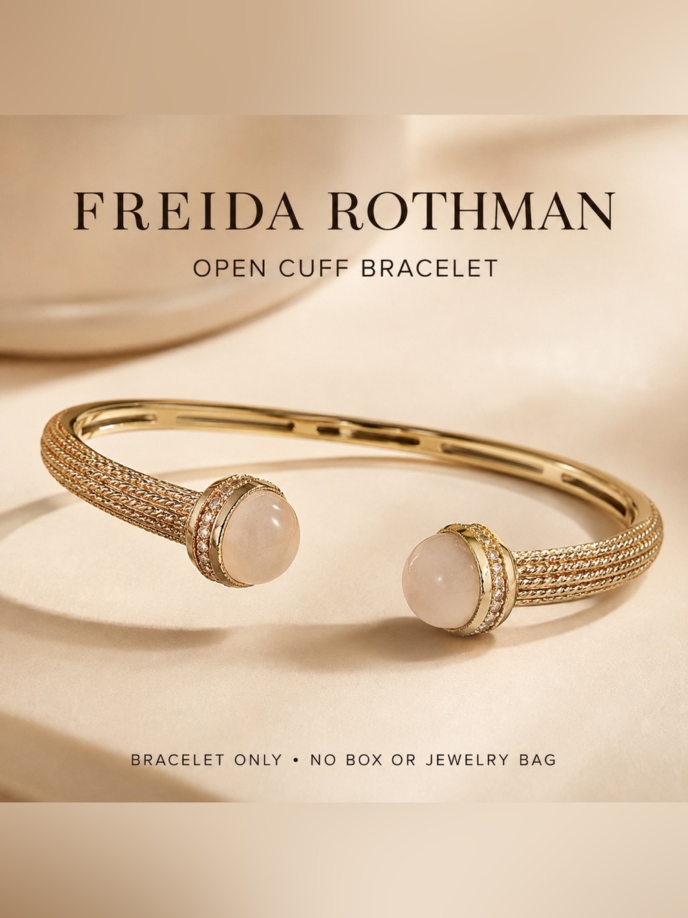 Freida Rothman Gold Bracelet with Pink Stone Accents New